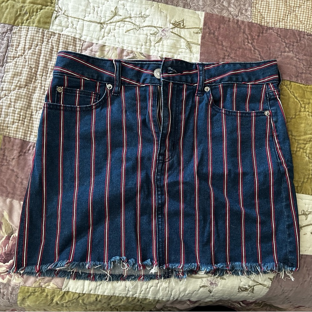 Striped Denim Mini Skirt